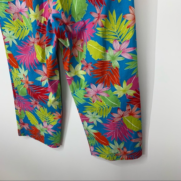 Sag Harbor Sport Vibrant Colorful Tropical Leaf Cropped Pants W/Stretch Size 12 - Picture 11 of 16